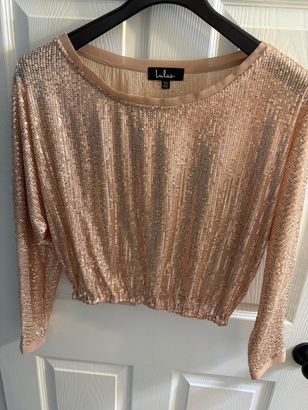 Lulu's Rose Gold Sequin Long-Sleeve Top